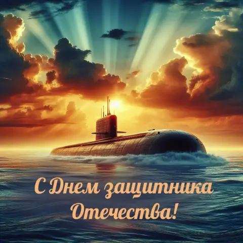 Поздравление С Днем моряка-подводника — открытки с 23 февраля с подводной лодкой