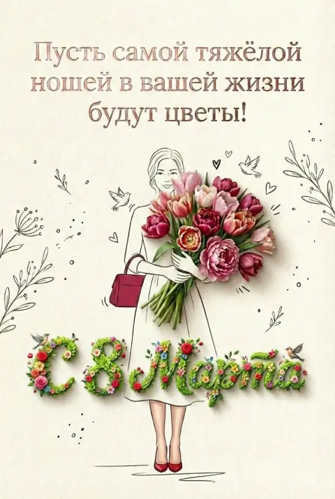 Поздравительная открытка с 8 марта — открытку на 8 марта