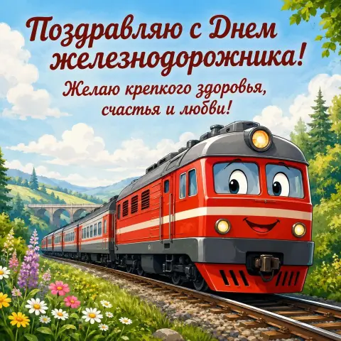 День железнодорожника поздравление — открытка с днем железнодорожника