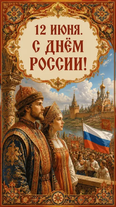 Открытка 12 июня день россии — поздравление с днем россии 12 июня