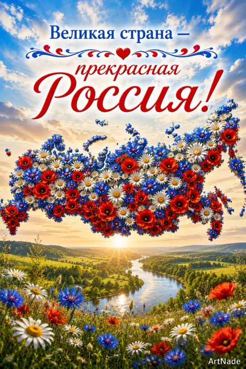 Открытка 12 июня день России — прекрасная россия