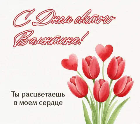 С Днем святого валентина — открытка на 14 февраля