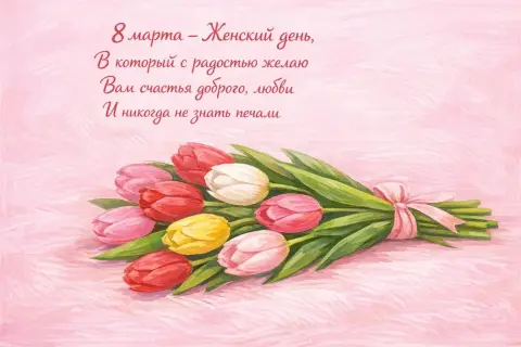 Поздравительная открытка к 8 марта — поздравление к 8 марта открытки