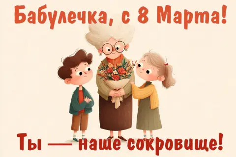 Открытка С Днем бабушек и дедушек — с 8 марта мамочка открытка