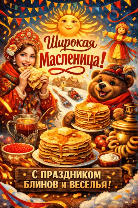 Масленица с праздником — открытки широкая масленица
