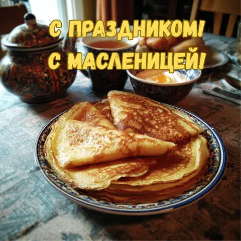 Красивая открытка с масленицей — поздравление с масленица