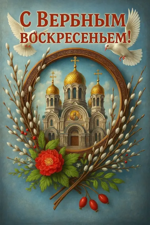 С вербным воскресеньем православные открытки — вербного воскресенья