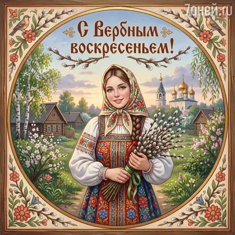 Открытка с вербным воскресеньем — вербного воскресенья