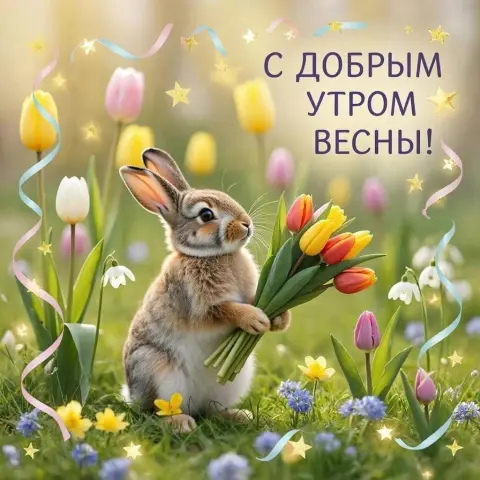 Открытки с добрым утром прикольные весенние