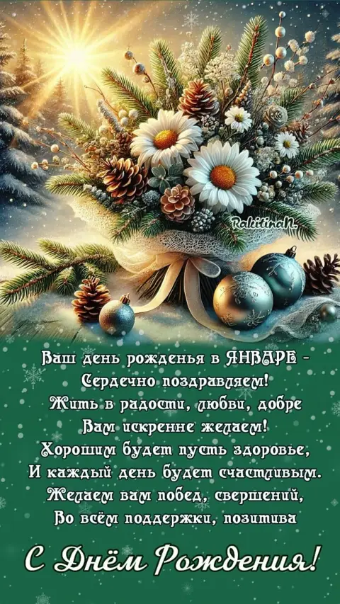Открытки С Днем рождения женщине зимние — с рождеством