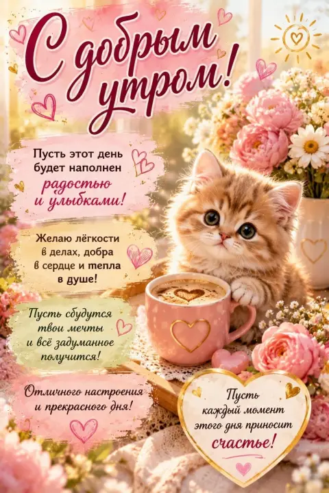 Открытки с добрым утром кошечки — доброе утро пожелание