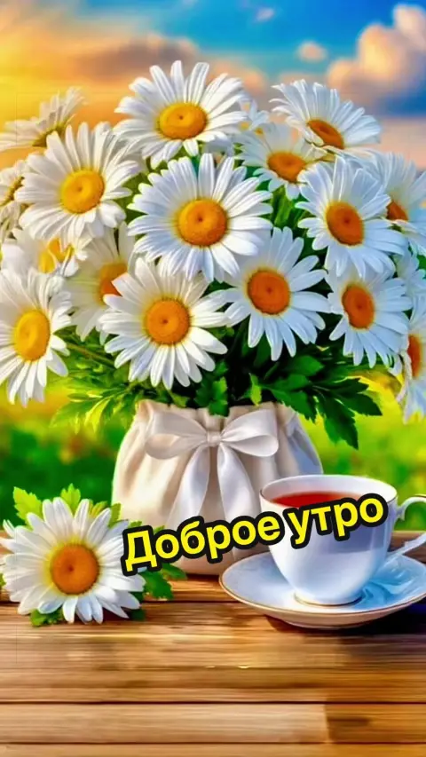 Открытка ромашки — с добрым утром с ромашками