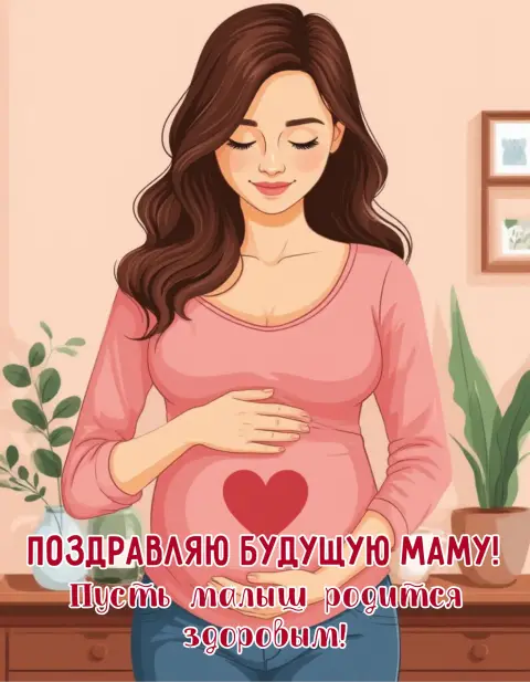 С Днем матери будущей маме — открытка беременной девушке