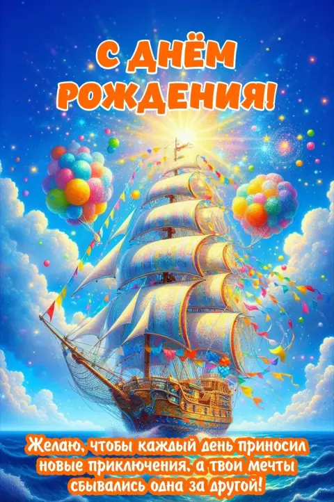 С Днем рождения с кораблем — открытка с днем рождения мужчине корабль