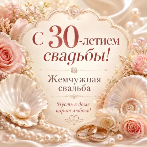 Поздравление с жемчужной свадьбой 30 лет — жемчужная свадьба открытки красивые