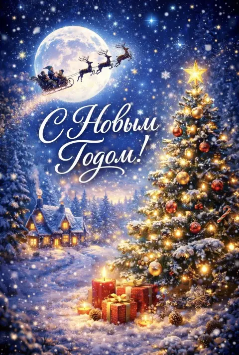 С новым годом красивая — новогодние открытка