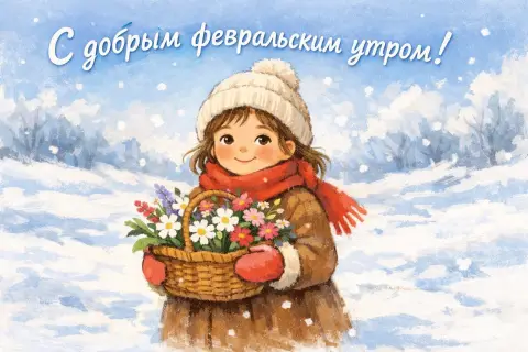 С добрым февральский утром — открытка доброе утро февраль
