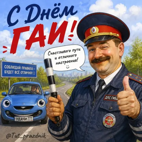 Поздравление С Днем гаи — открытка с днем гибдд