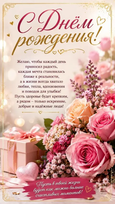 День рождения женщине красивые открытки — красивое поздравление с днем рождения
