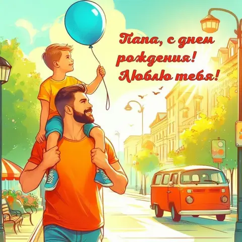 Открытку папе на день рождения — с днем рождения папа от сына