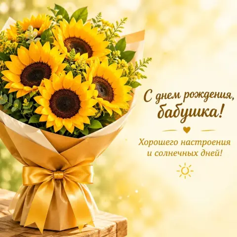 Прабабушка С Днем рождения — открытка с днем рождения подсолнухи
