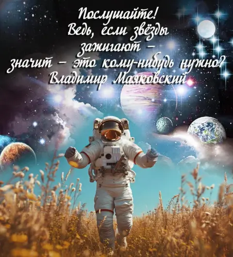 Поздравление С Днем космонавтики — красивые открытки с днем космонавтики