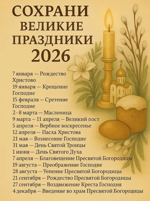 Церковные праздники — церковные праздники в 2026 году