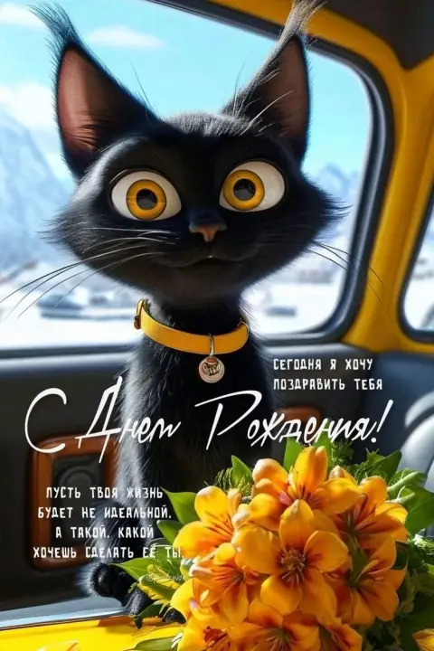 Открытки С Днём рождения мужчине с котами — котик