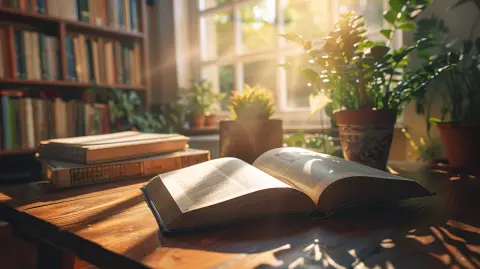 Сказочная библиотека — открытая книга с естественным элементом