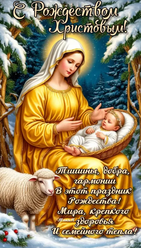 С рождества христова — рождеством открытка