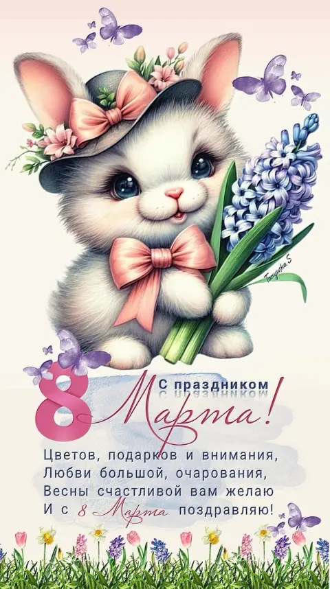 С праздниками 8 марта — поздравительная открытка