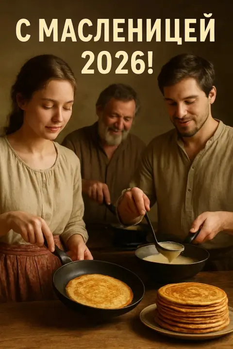 Масленица с блинами — открытки масленица 2026