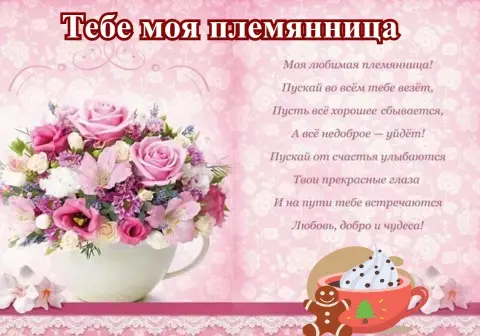 Поздравление С Днём рождения племяннице от тёти душевные в стихах красивые