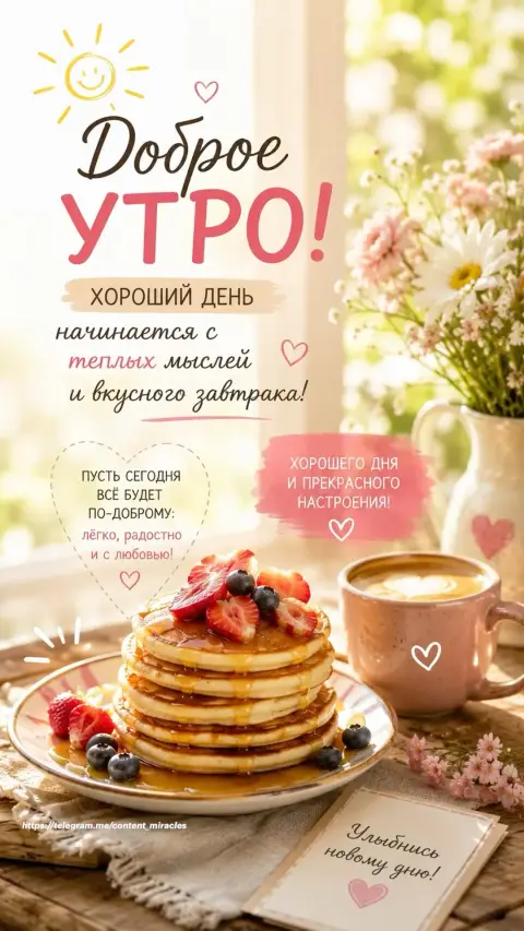 Вкусные открытки с добрым утром — доброе утро блинчики