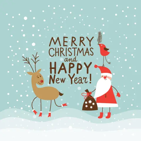 Открытка merry christmas and happy new year