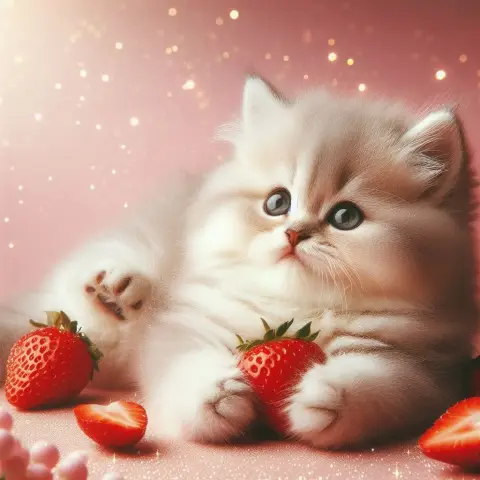 Котик с клубникой — котик клубничка