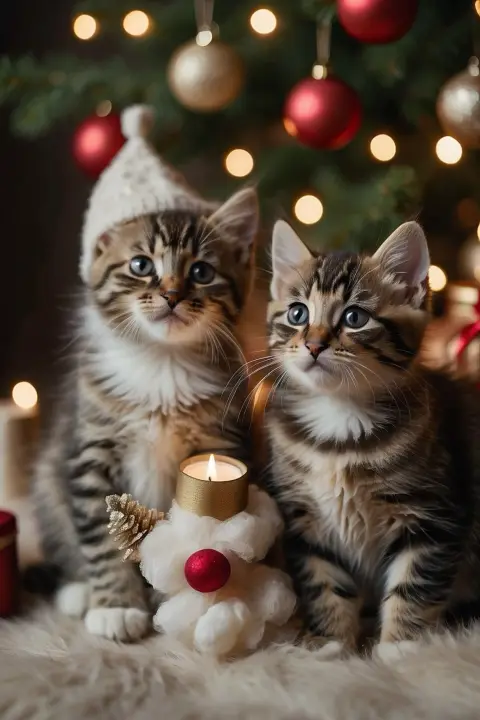 Кошки на новый год — новогодние котики