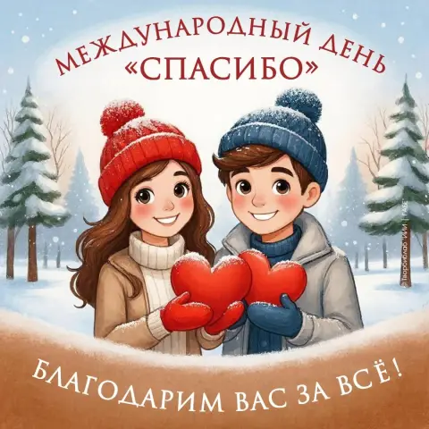 Международный день спасибо 11 января — открытки с международным днем спасибо