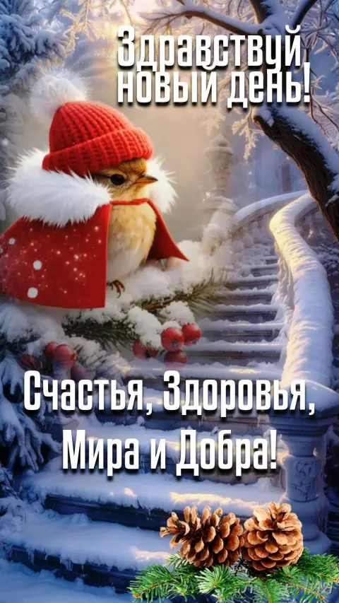 Зимнего утра доброго — зимняя открытка с добрым утром