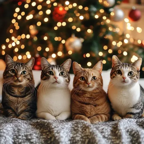 Новогодние котики — кошка