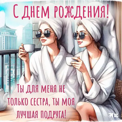 Открытки С Днём рождения сестра прикольные