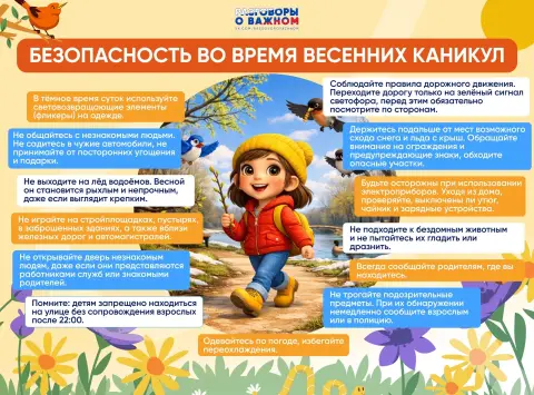 Правила поведения во время весенних каникул — безопасность на весенних каникулах