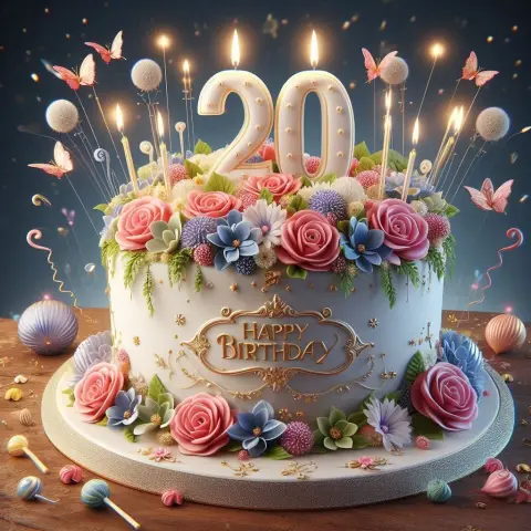 Открытка С Днём рождения девушке 20 летием стильные