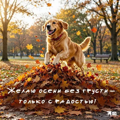 Собака осень — животные осень