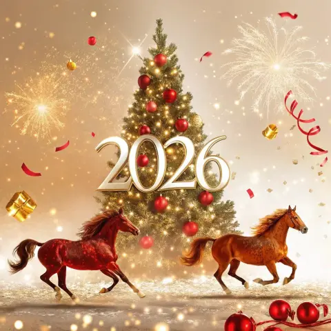 Новогодние открытки год — открытки с новым годом лошади 2026