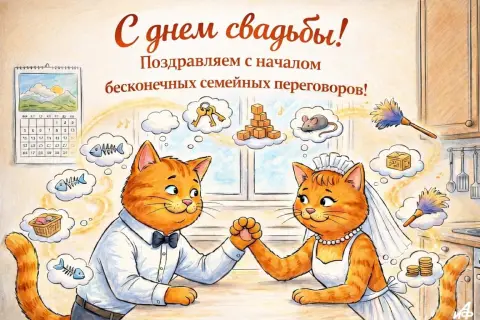 Открытки С Днем свадьбы прикольные